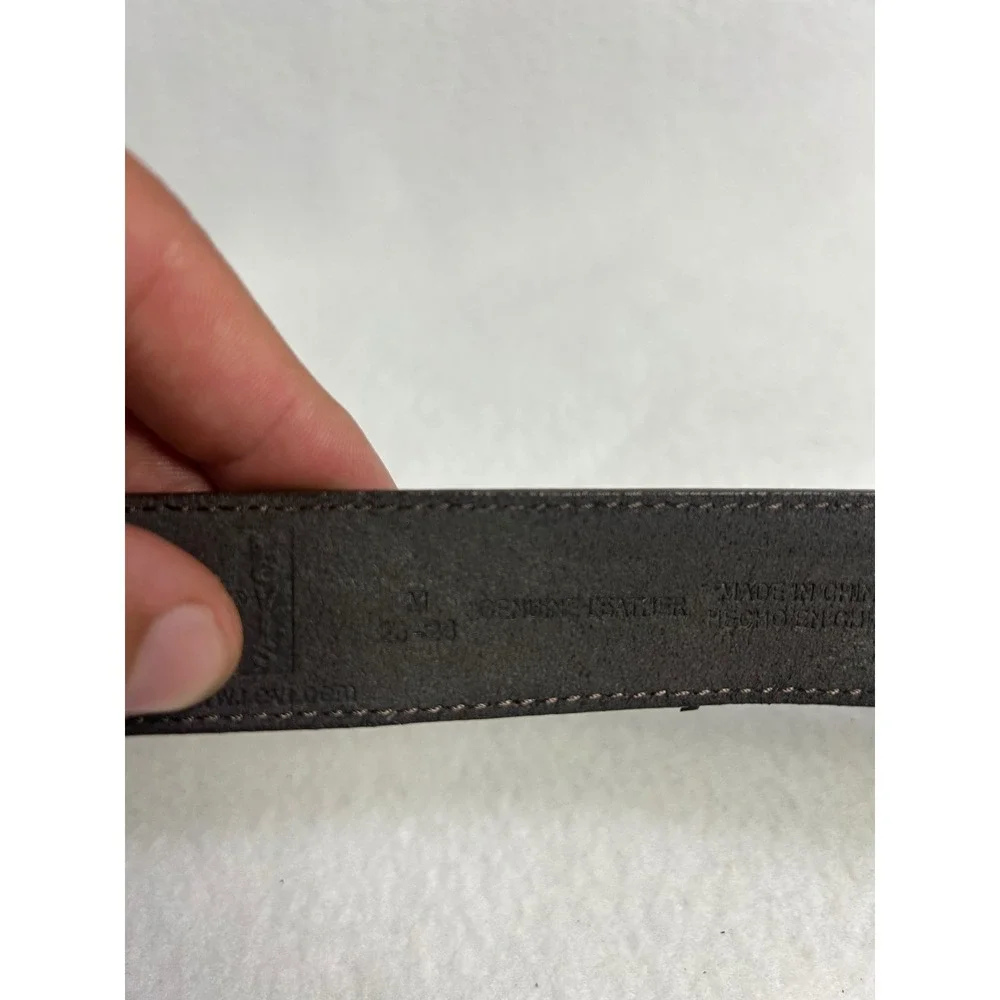 Western Americana Levi's Mens M Brown Leather Ombre Logo Buckle Belt